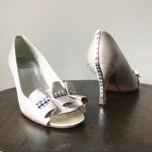 Stuart Weitzman jeweled kitten heels